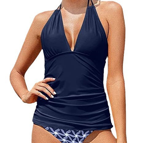 Halter Neck Two Piece Swimsuit with Tummy Control