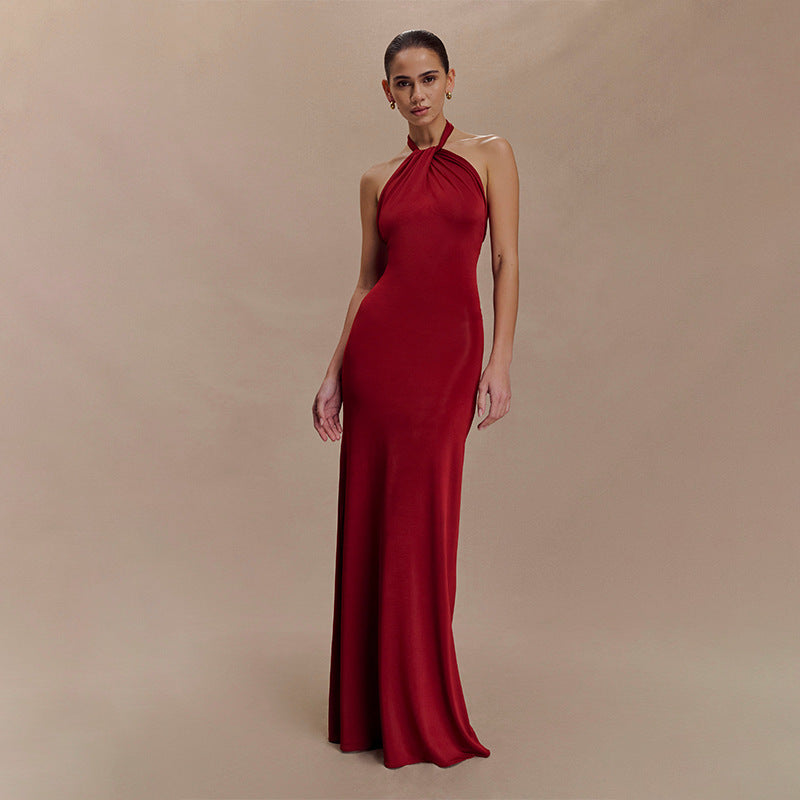 Halterneck Backless Slim Long Dress