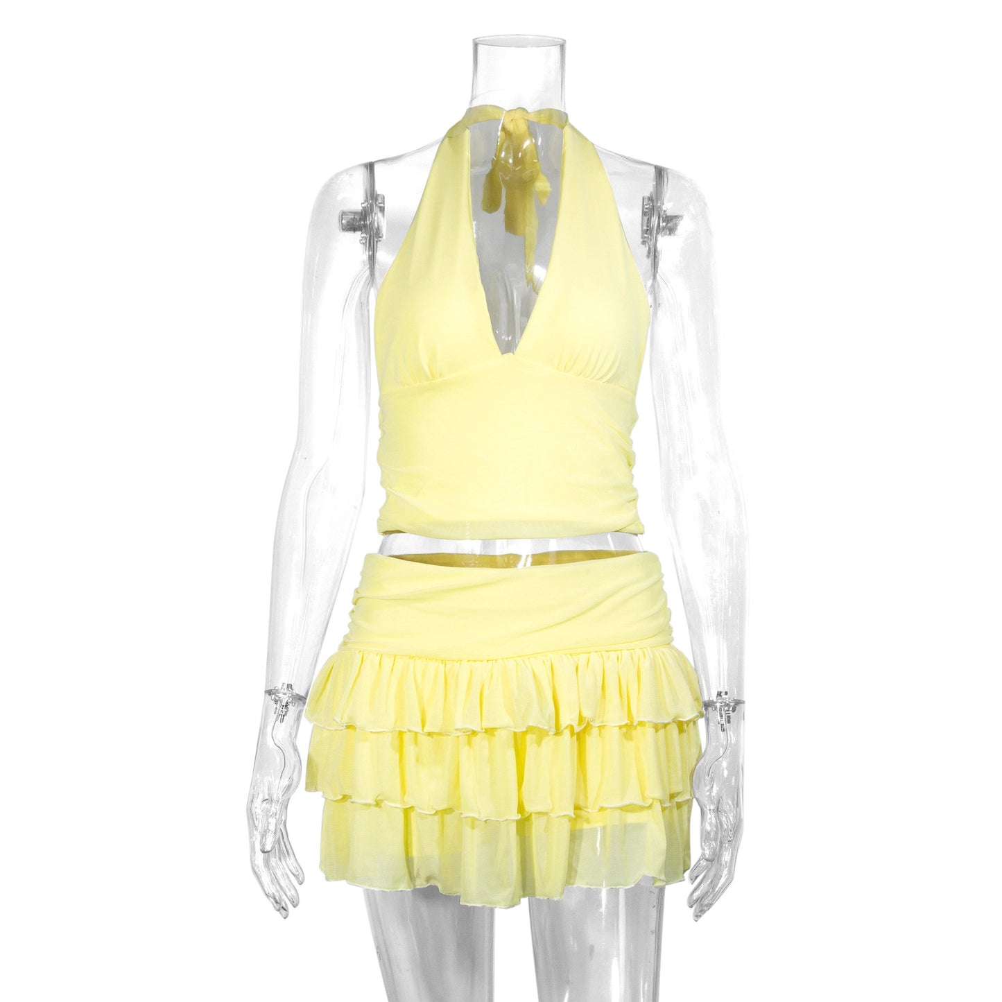 Halterneck Pleated Skirt Set