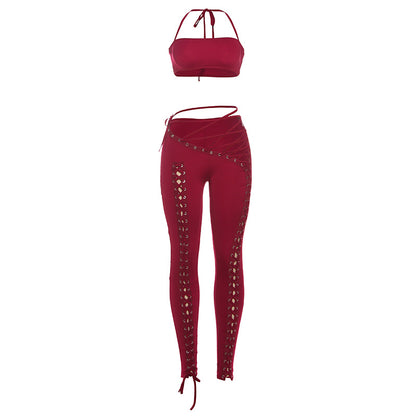 Halterneck Vest and Long Pants