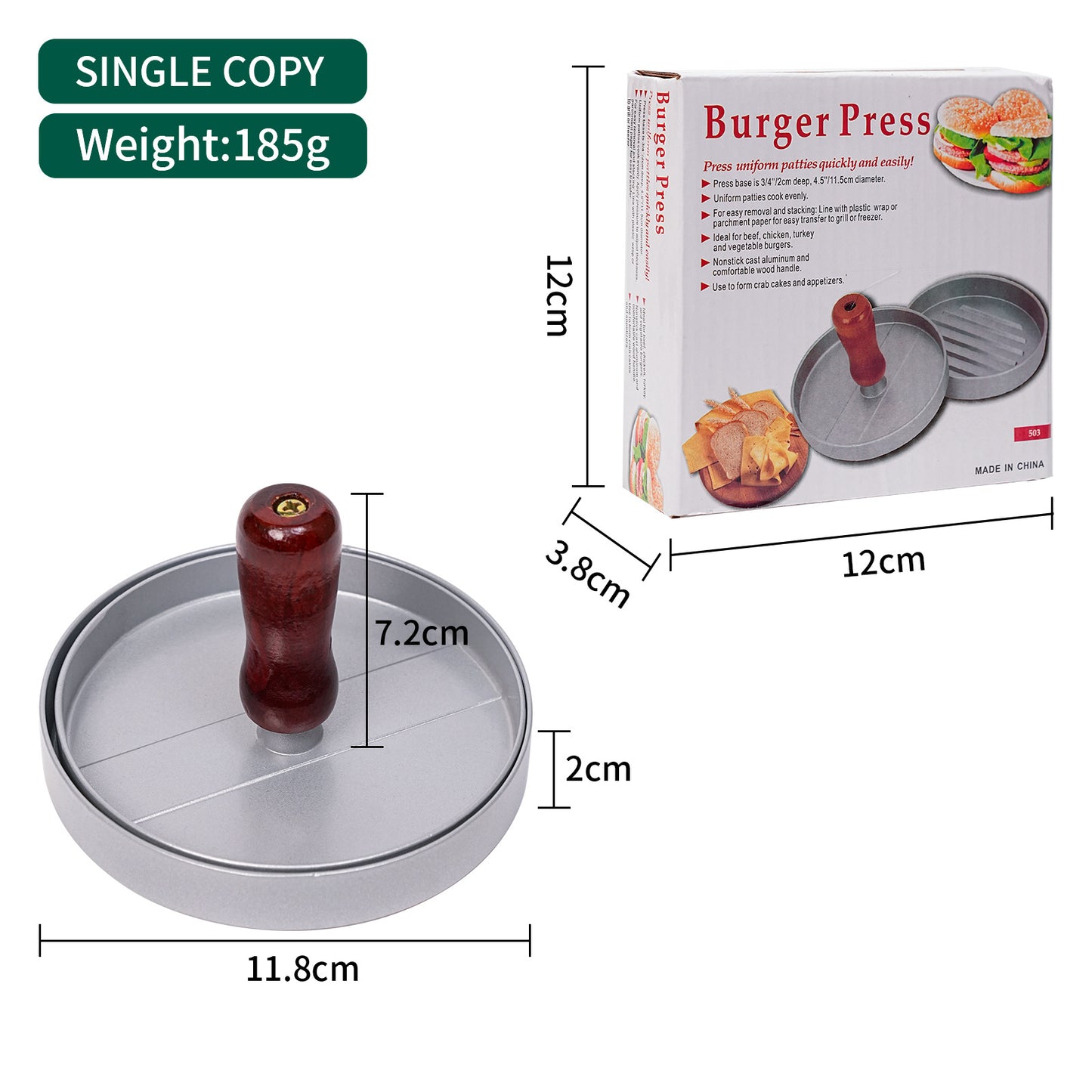 Hamburger meat press