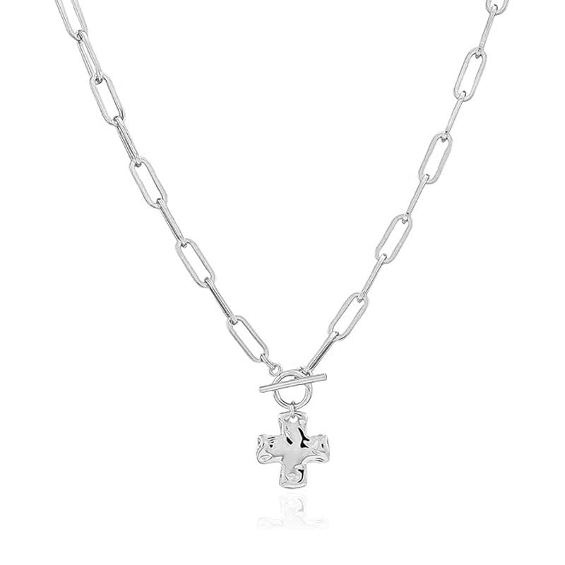 Hammered Cross Pendant Necklace
