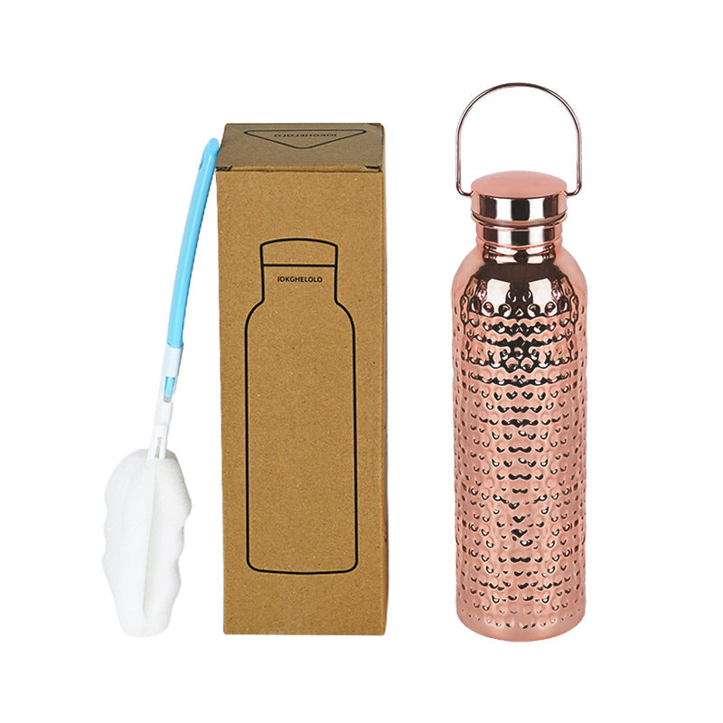 Hammered Electroplated Copper Water Bottle with Handle