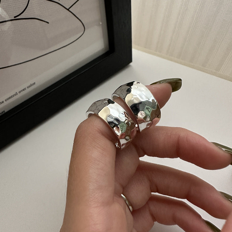 Hammered Texture Sterling Silver Adjustable Ring