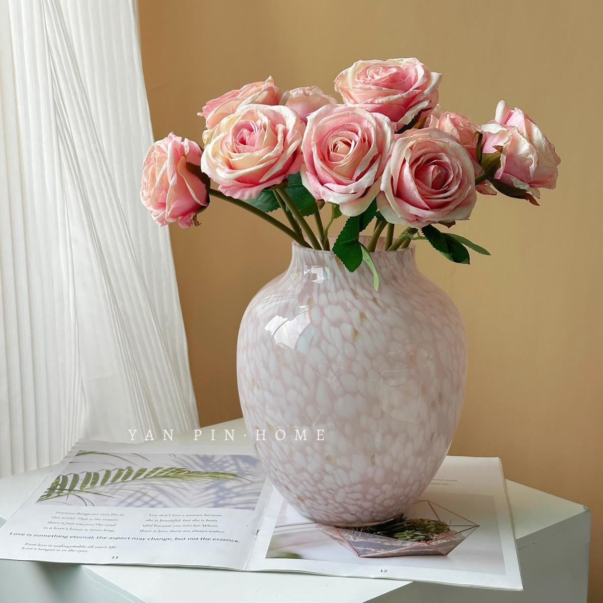 Hand Blown Cloud Pattern Glass Vase