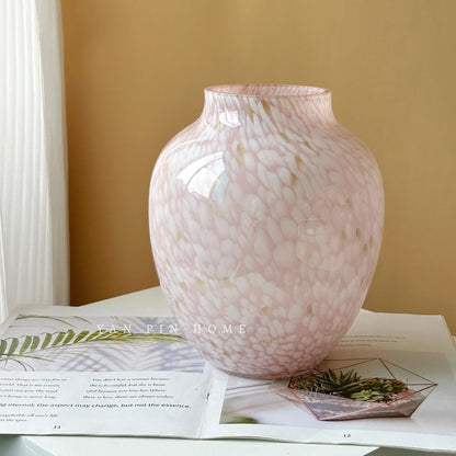 Hand Blown Cloud Pattern Glass Vase