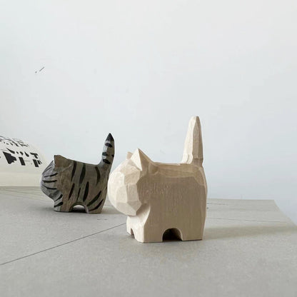 Hand-Carved Basswood Animal Figurines