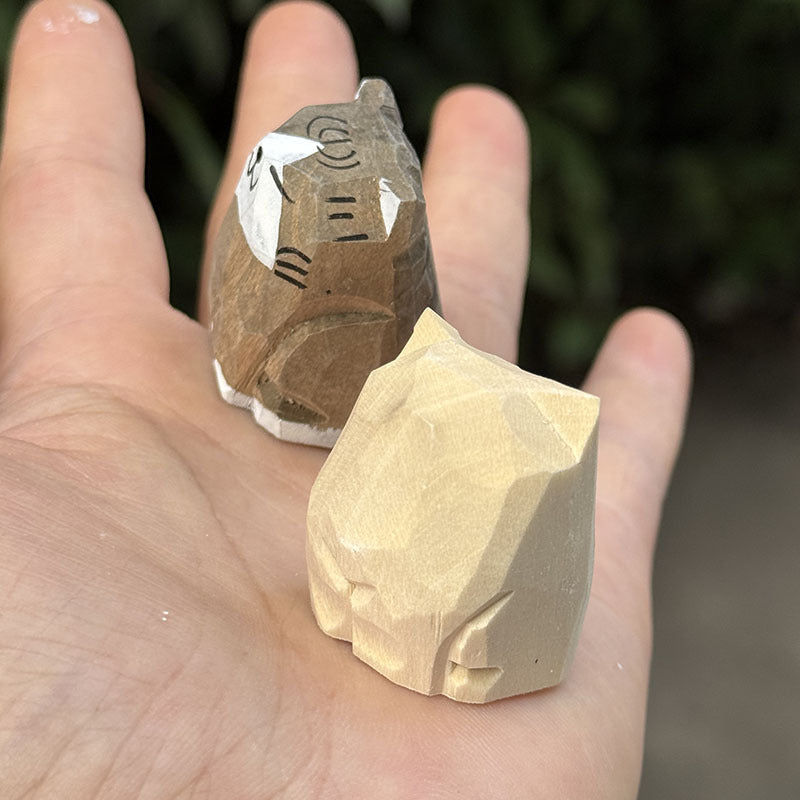 Hand-Carved Basswood Animal Figurines