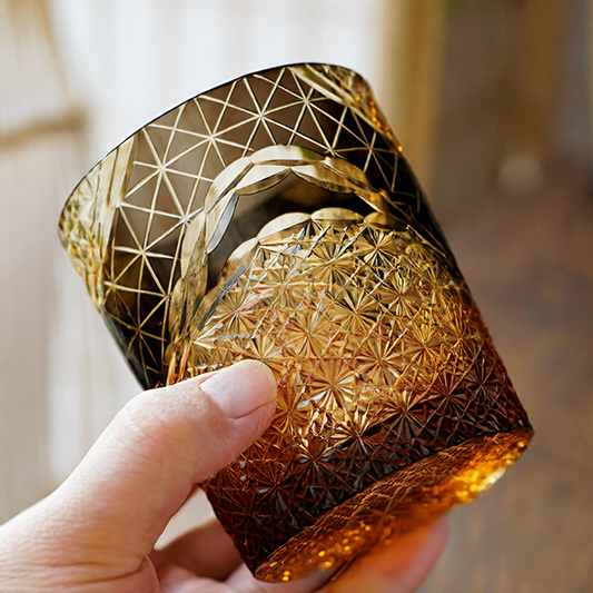 Hand-carved glass cup