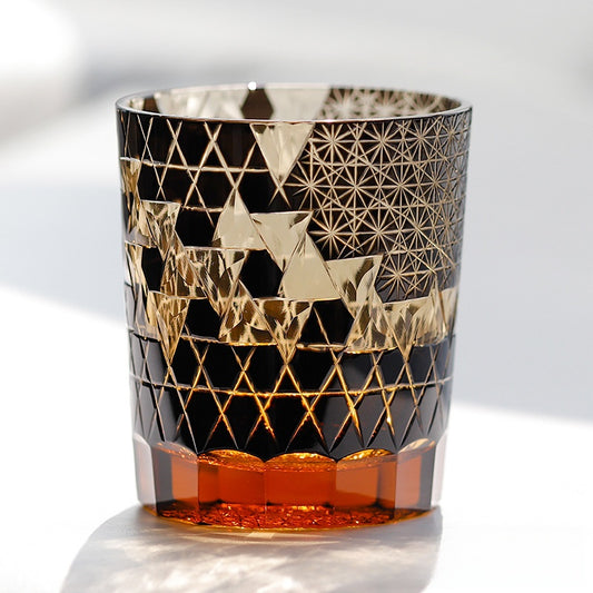 Hand-carved glass cup