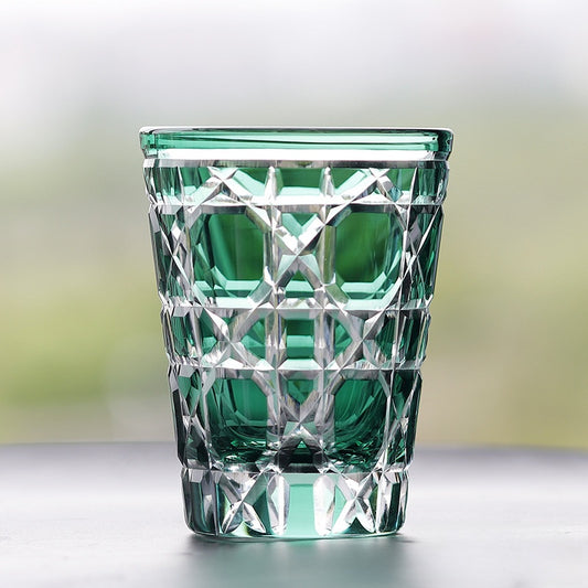 Hand-carved glass cup