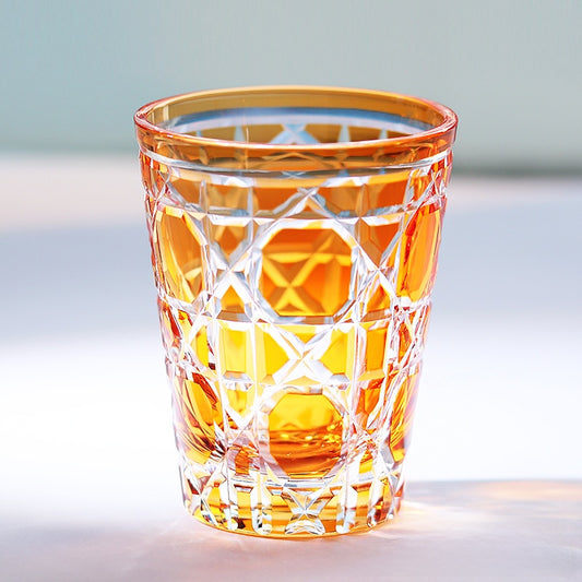 Hand-carved glass cup