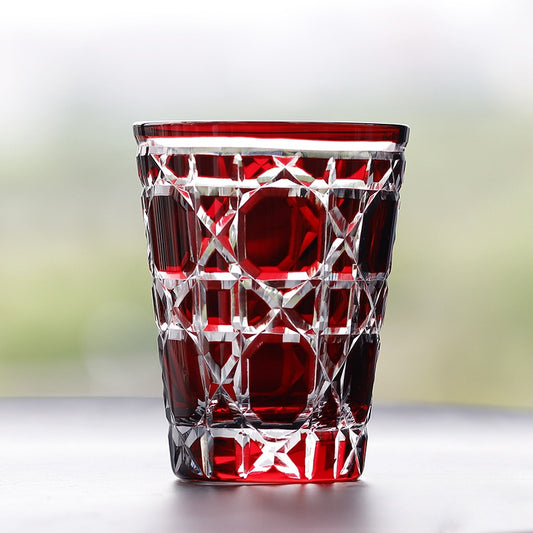 Hand-carved glass cup