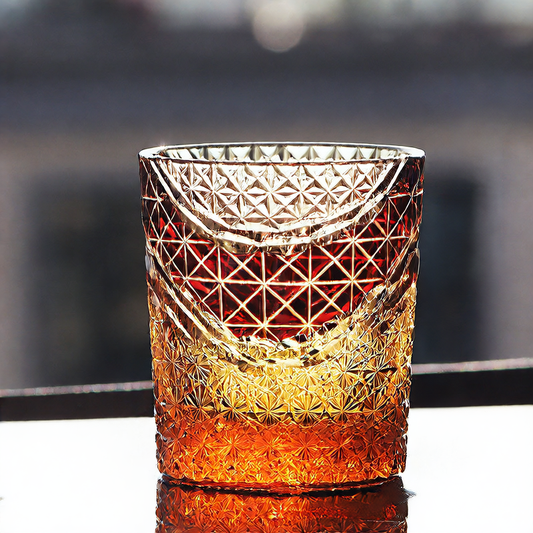 Hand-carved glass cup