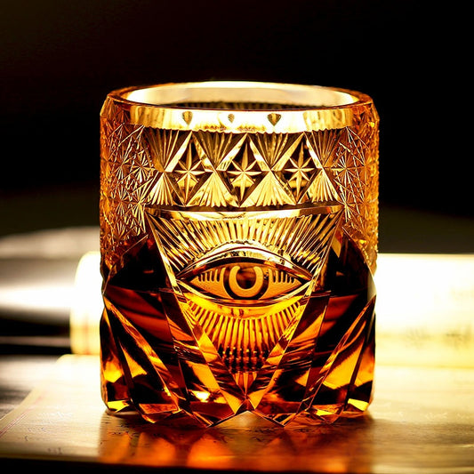 Hand-carved glass cup