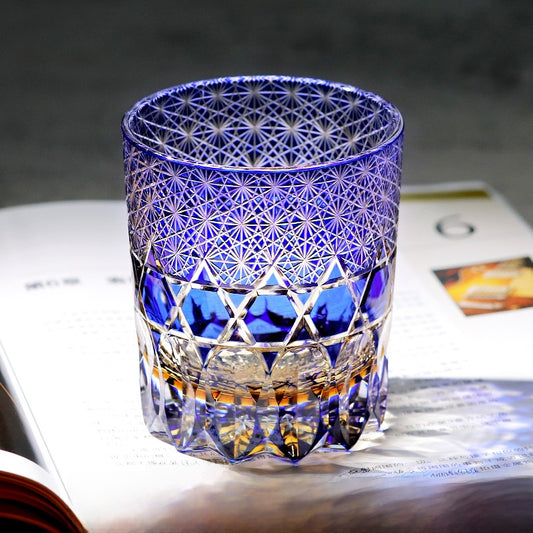 Hand-carved glass cup