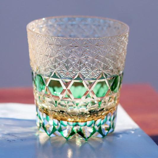 Hand-carved glass cup