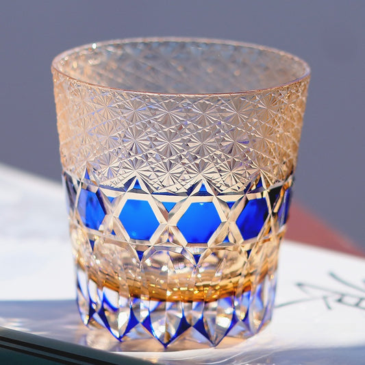 Hand-carved glass cup