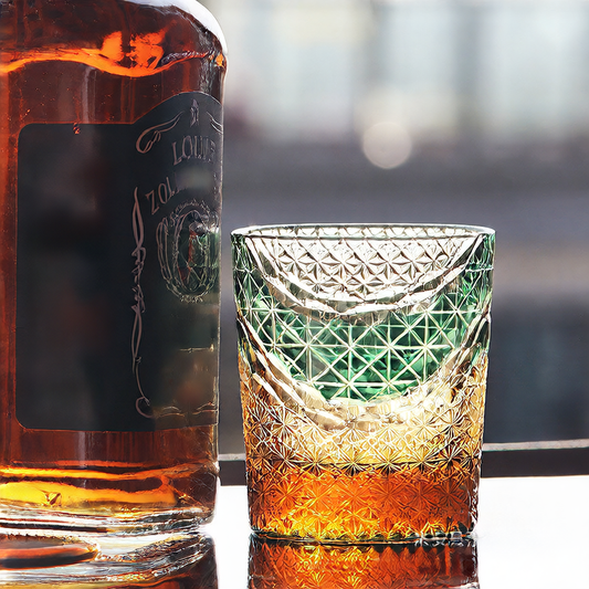 Hand-carved glass cup