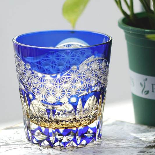 Hand-carved glass cup