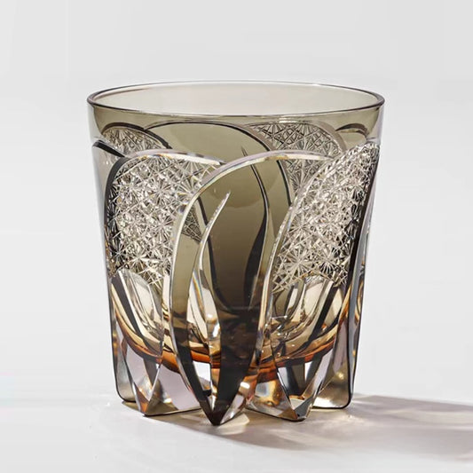 Hand-carved glass cup