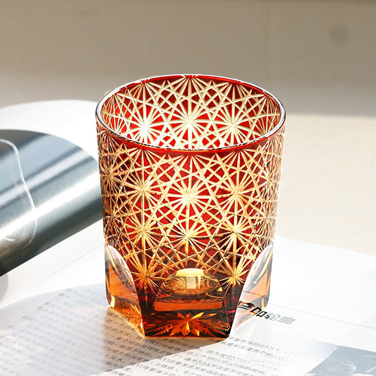Hand-carved glass cup