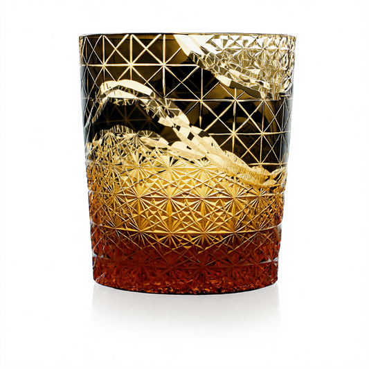 Hand-carved glass cup