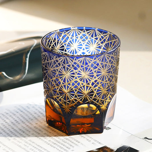 Hand-carved glass cup