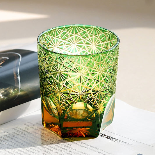 Hand-carved glass cup