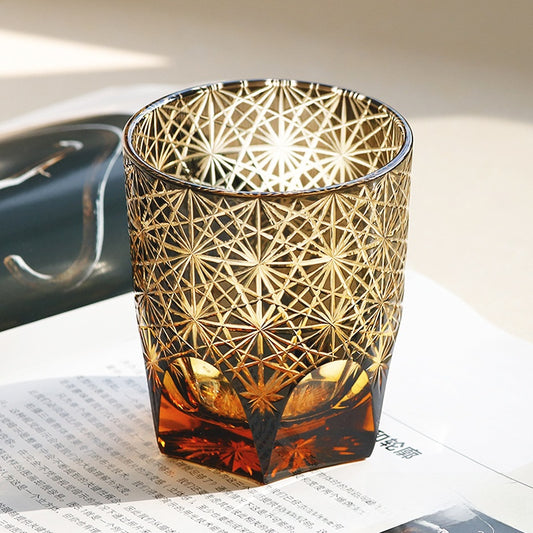 Hand-carved glass cup