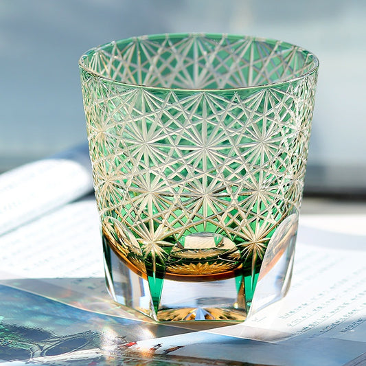 Hand-carved glass cup