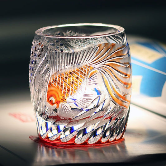 Hand-carved glass cup