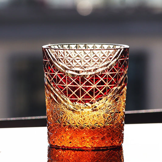 Hand-carved glass cup
