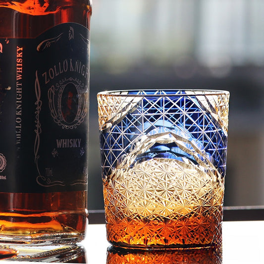 Hand-carved glass cup