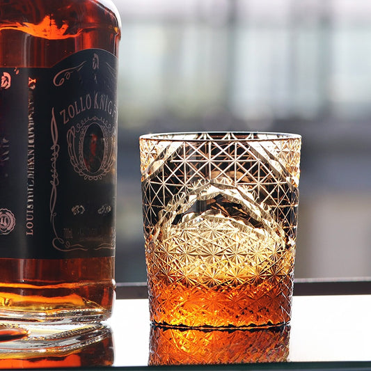 Hand-carved glass cup