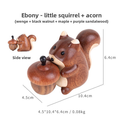 Hand Carved Squirrel Wood Desktop Ornament