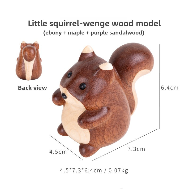 Hand Carved Squirrel Wood Desktop Ornament