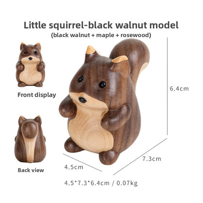 Hand Carved Squirrel Wood Desktop Ornament