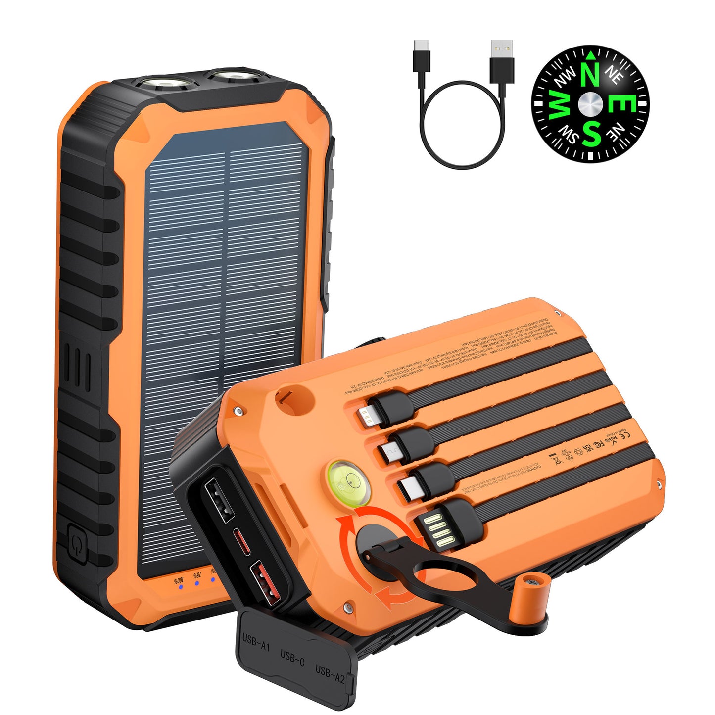 Hand Crank Solar Power Bank with 20000mAh Capacity