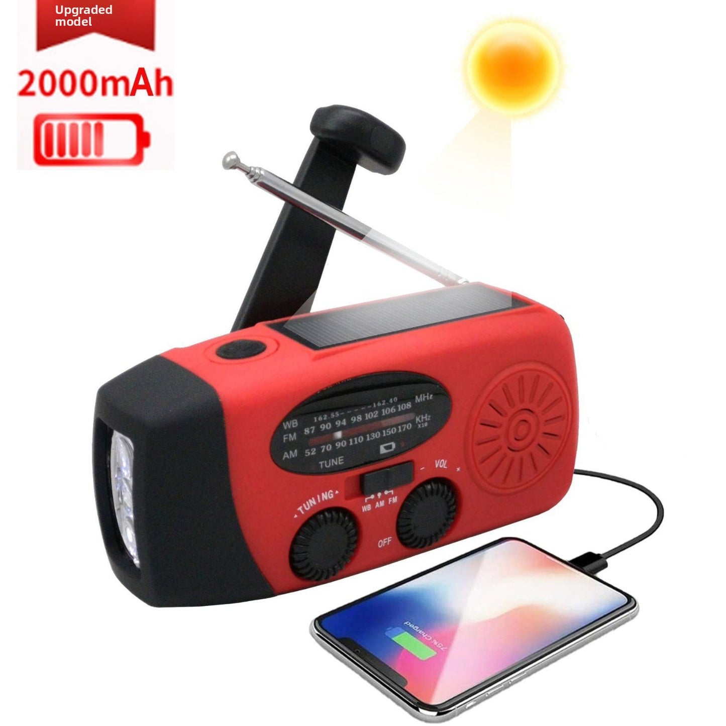 Hand-crank solar-powered radio