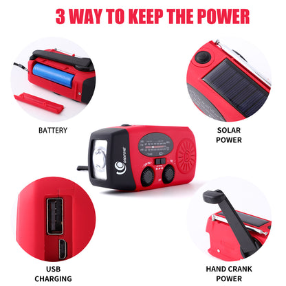 Hand-crank solar-powered radio