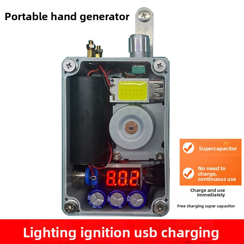 Hand-Cranked Outdoor Power Supply with 220V AC and USB Ports