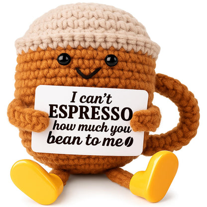 Hand-Crocheted Coffee Cup Doll with Long Legs