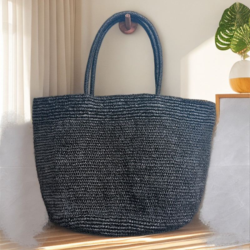 Hand-Crocheted Raffia Tote Bag