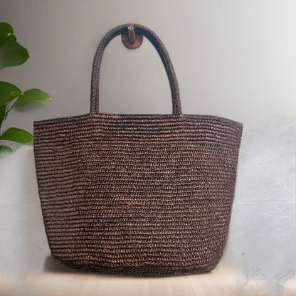 Hand-Crocheted Raffia Tote Bag