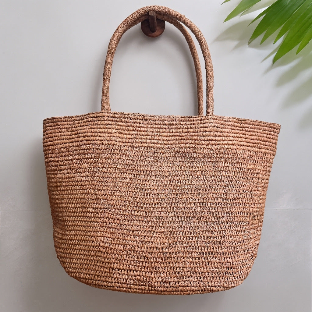 Hand-Crocheted Raffia Tote Bag