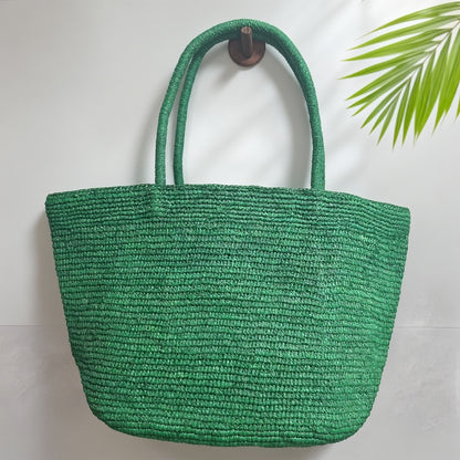 Hand-Crocheted Raffia Tote Bag