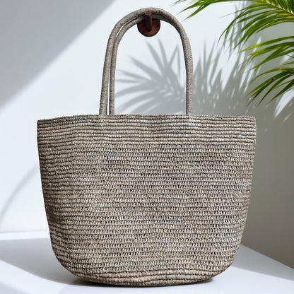 Hand-Crocheted Raffia Tote Bag