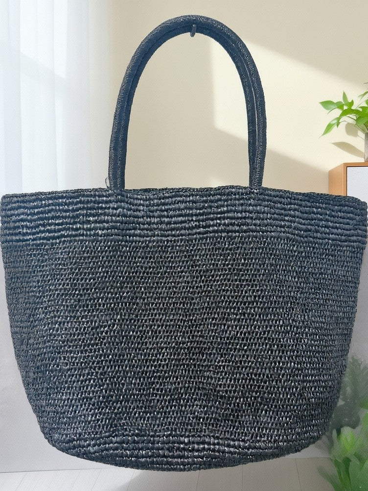 Hand-Crocheted Raffia Tote Bag
