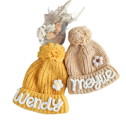 Hand Embroidered Kids Knitted Winter Hat